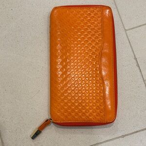 Abas Vibrant Orange Textured Leather Passport Holder